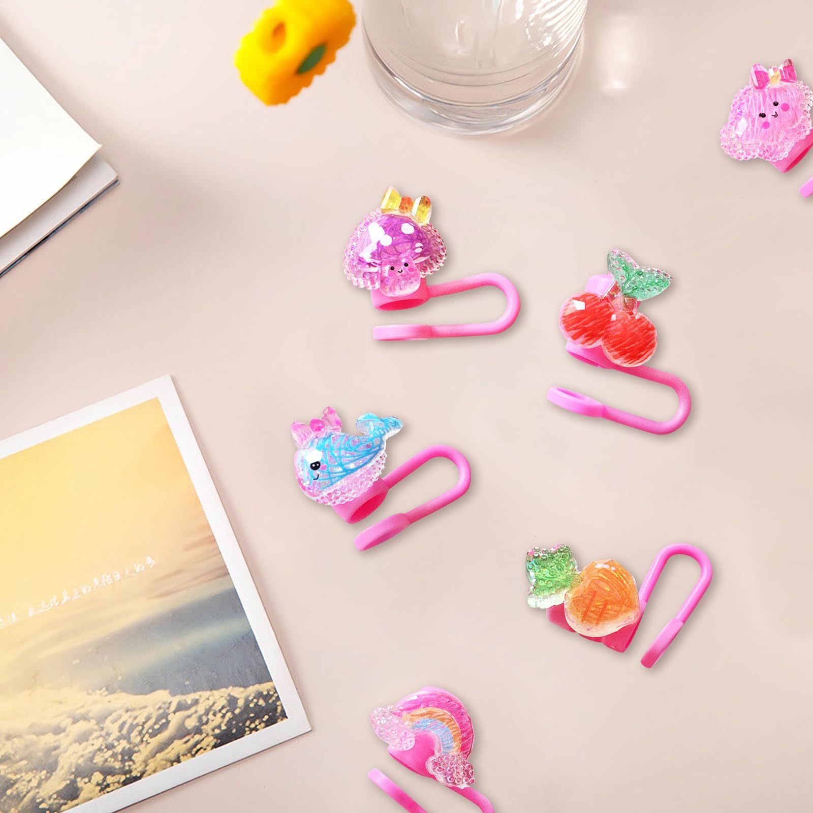 Wholesale Shiny Resin Water Cup Diy Dustproof Straw Plug Cup Accessories