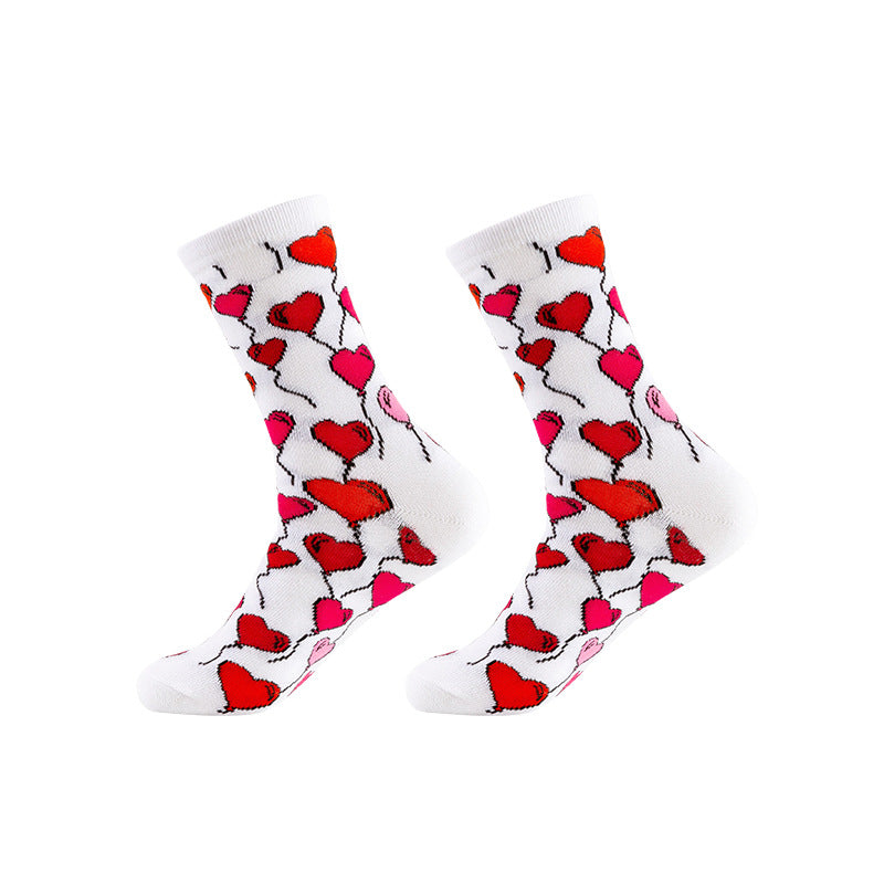 Wholesale Valentine's Day Mid-calf Knitted Love Jacquard Cotton Socks