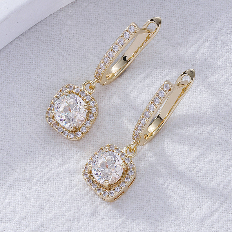 Wholesale Micropaved Zirconia Square Earrings