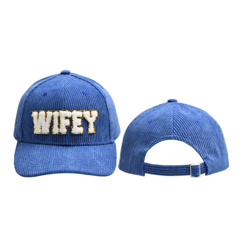 Wholesale WIFEY Letter Corduroy Baseball Cap