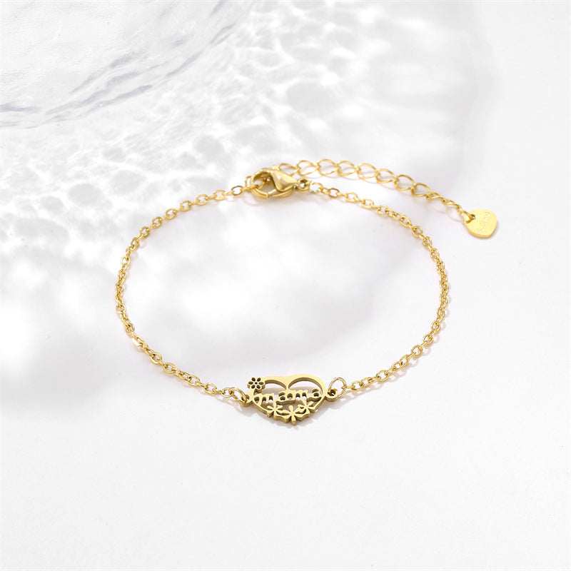Wholesale Titanium Steel  Mother's Day Bracelet Heart Bracelet