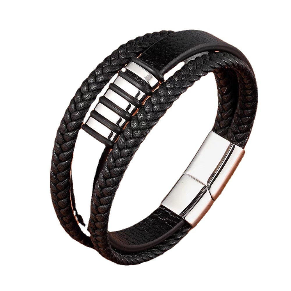 Wholesale Retro Woven Men's Artificial Leather Bracelet
