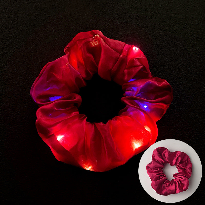 Wholesale Led Luminous Large Intestine Hair Ring DIY Night Light Flower Shiny Fat Intestine Head Rope Nightclub Rubber Band Hair Accessories