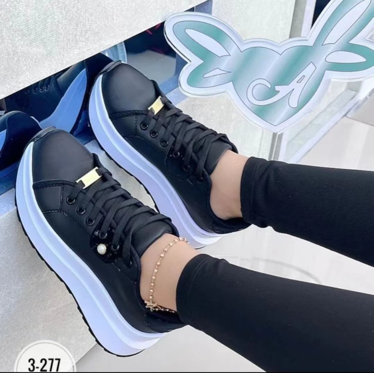 Wholesale Thick-soled Sneakers Front Lace-up Sports PU Shoes