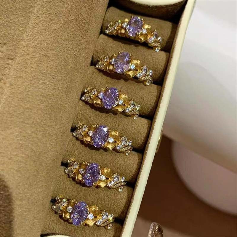 Wholesale  Bauhinia Flower Ring Zircon Adjustable Open Copper Adjustable rings