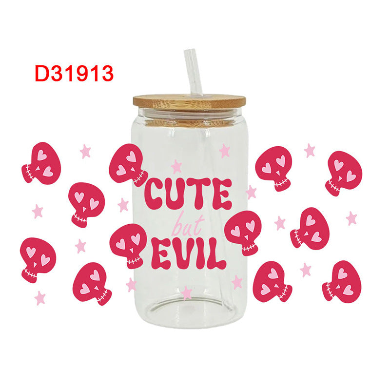 Wholesale Skeleton bow 16oz Cup UV DTF Wraps