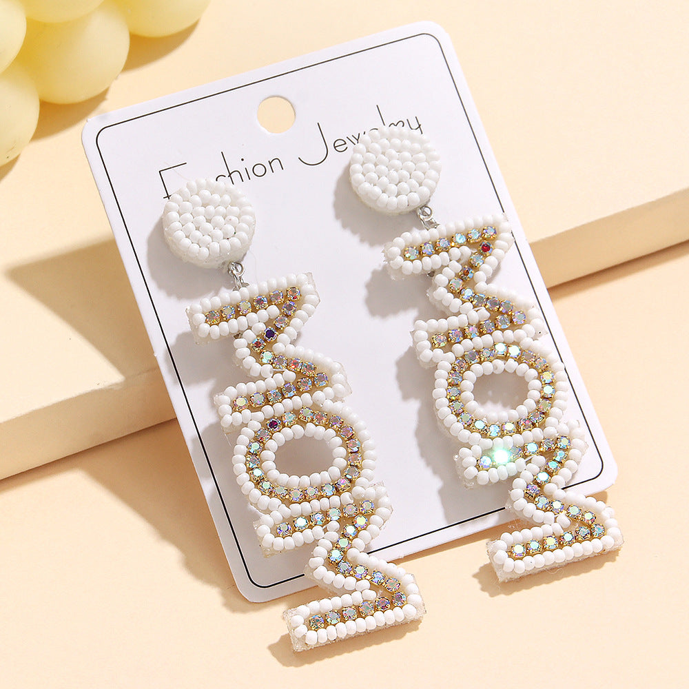 Wholesale Creative Letter Sequins Mother's Day Earrings Woven All-match  Earrings