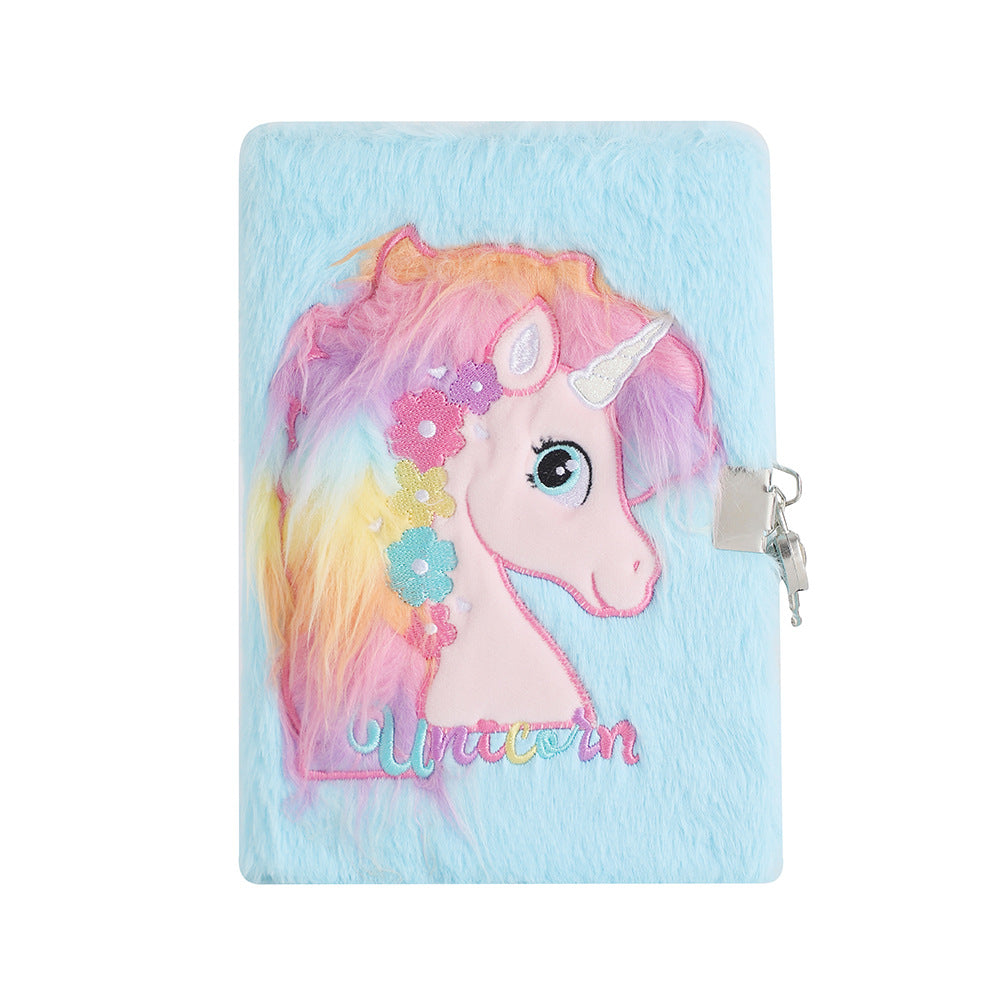 Wholesale Cartoon Unicorn Plush Notebook with Lock
