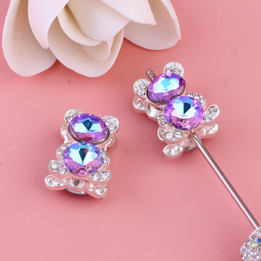 Wholesale 5pcs/pack Heavy double-sided alloy bear diamond ball DIY Fancy Beads