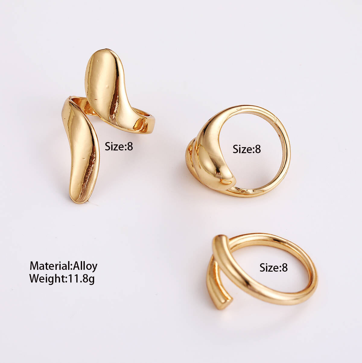 Wholesale Geometric teardrop open ring three-piece set