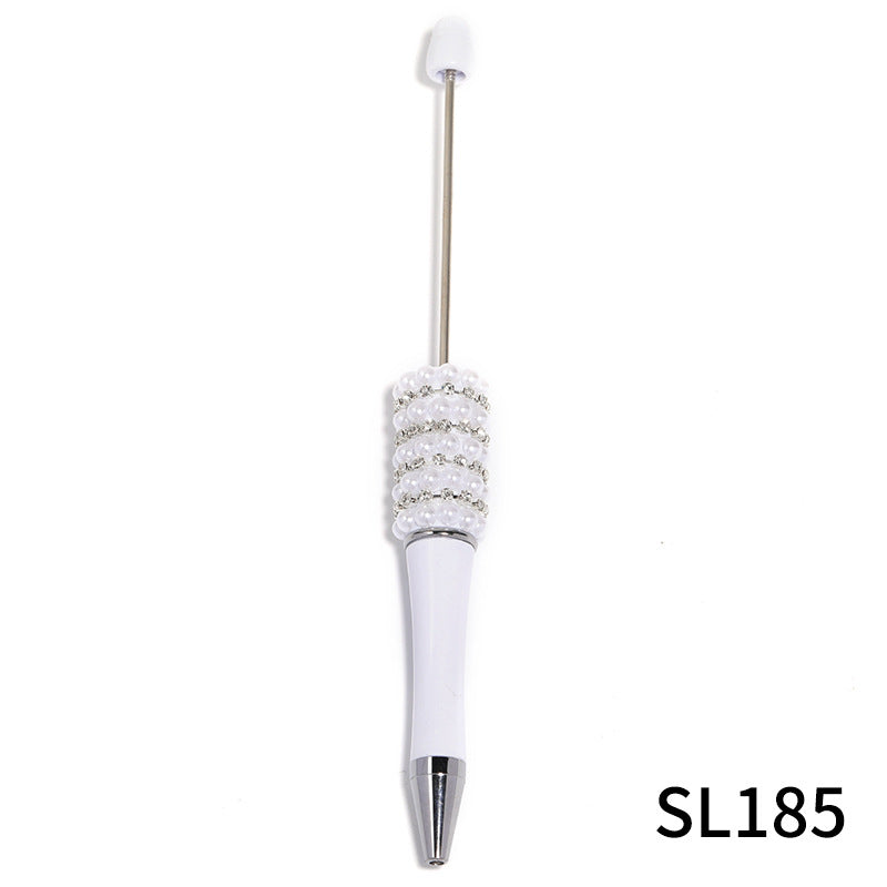 Wholesale Beadable Pens10pcs Heavy Industry Diy Multicolor Pearl Rhinestone Chain Plastic Rotating Ballpoint Pen