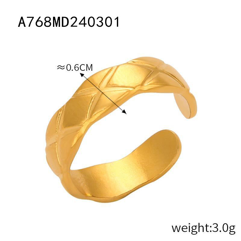 Wholesale Open Titanium Steel Gold Plated Geometric Versatile Ring