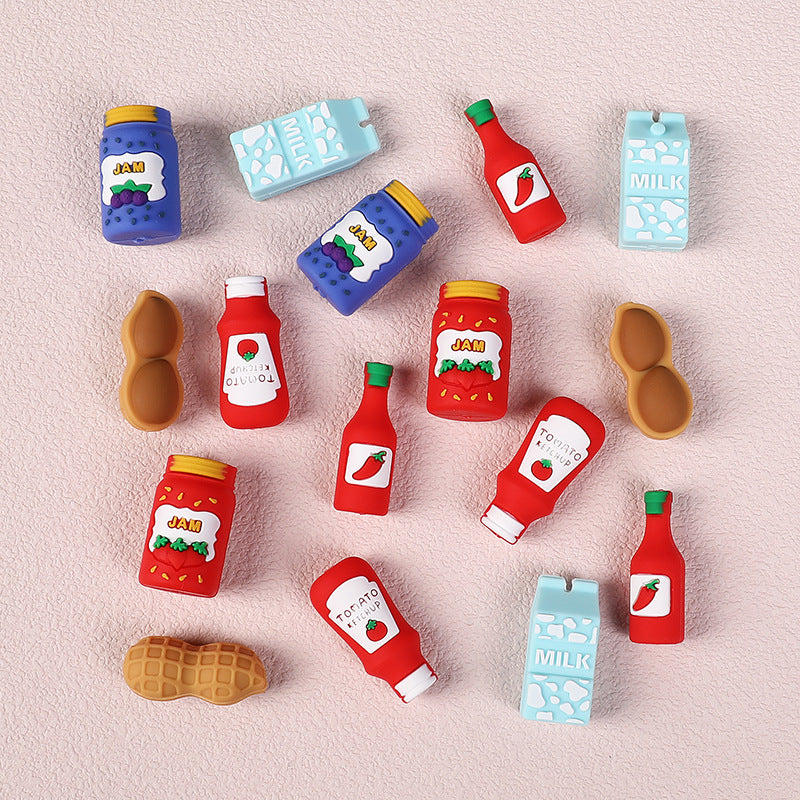 Wholesale 20pcs/pack bottle 3D cartoon silicone beads