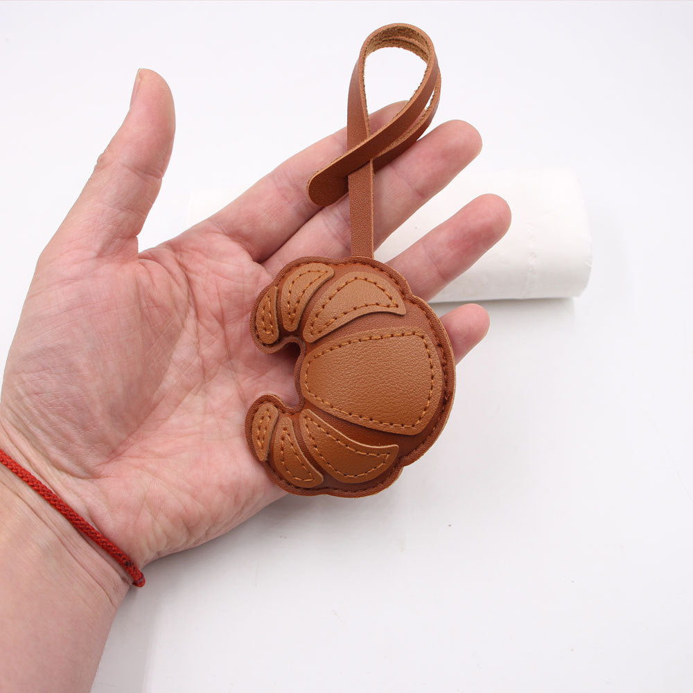 Wholesale Artificial Leather Croissant Design Cute Animal Bag Charm Pendant Handbag Decoration Party Gift Boutique Resale