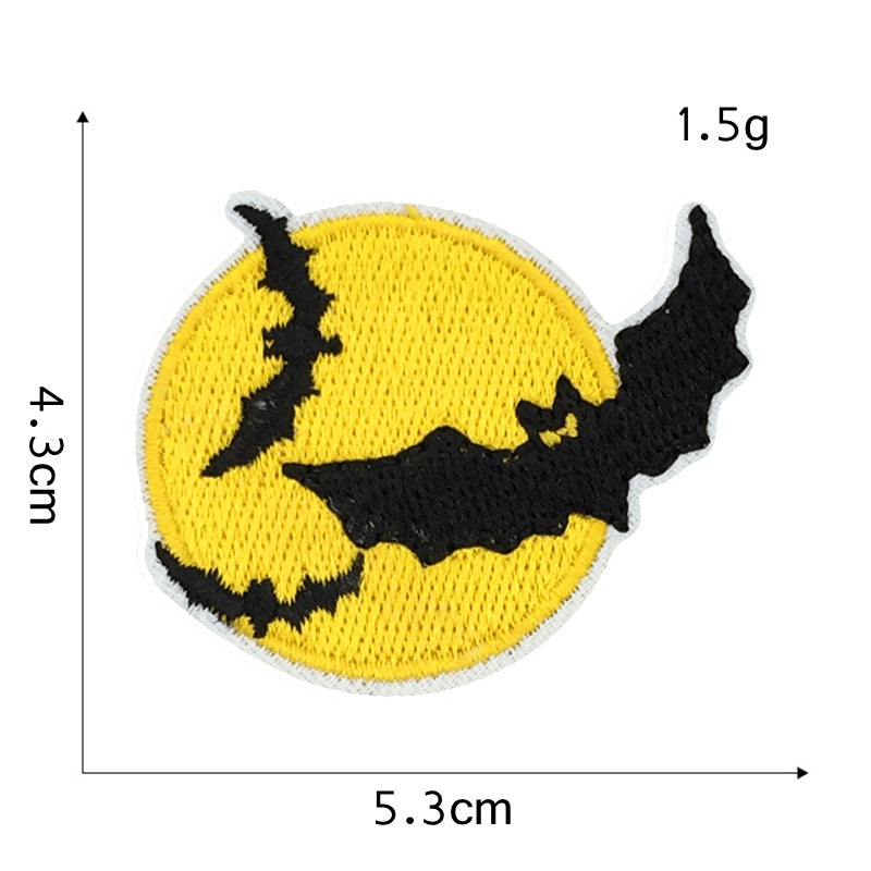 Wholesale  Embroidered Patches Witch Bat Pumpkin Black Cat Haunted House Twill Applique Trendy DIY Decorative Accent For Clothing Bags And Home Decor
