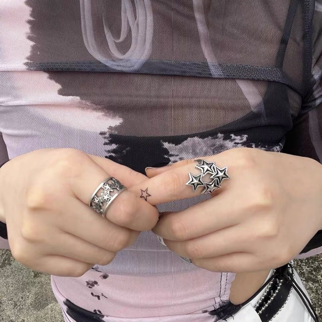 Wholesale Vintage Star Adjustable Open Alloy Ring