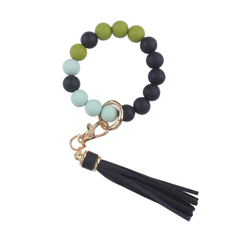 Wholesale Cartoon Solid Color Silicone Beaded Wrist Keychain