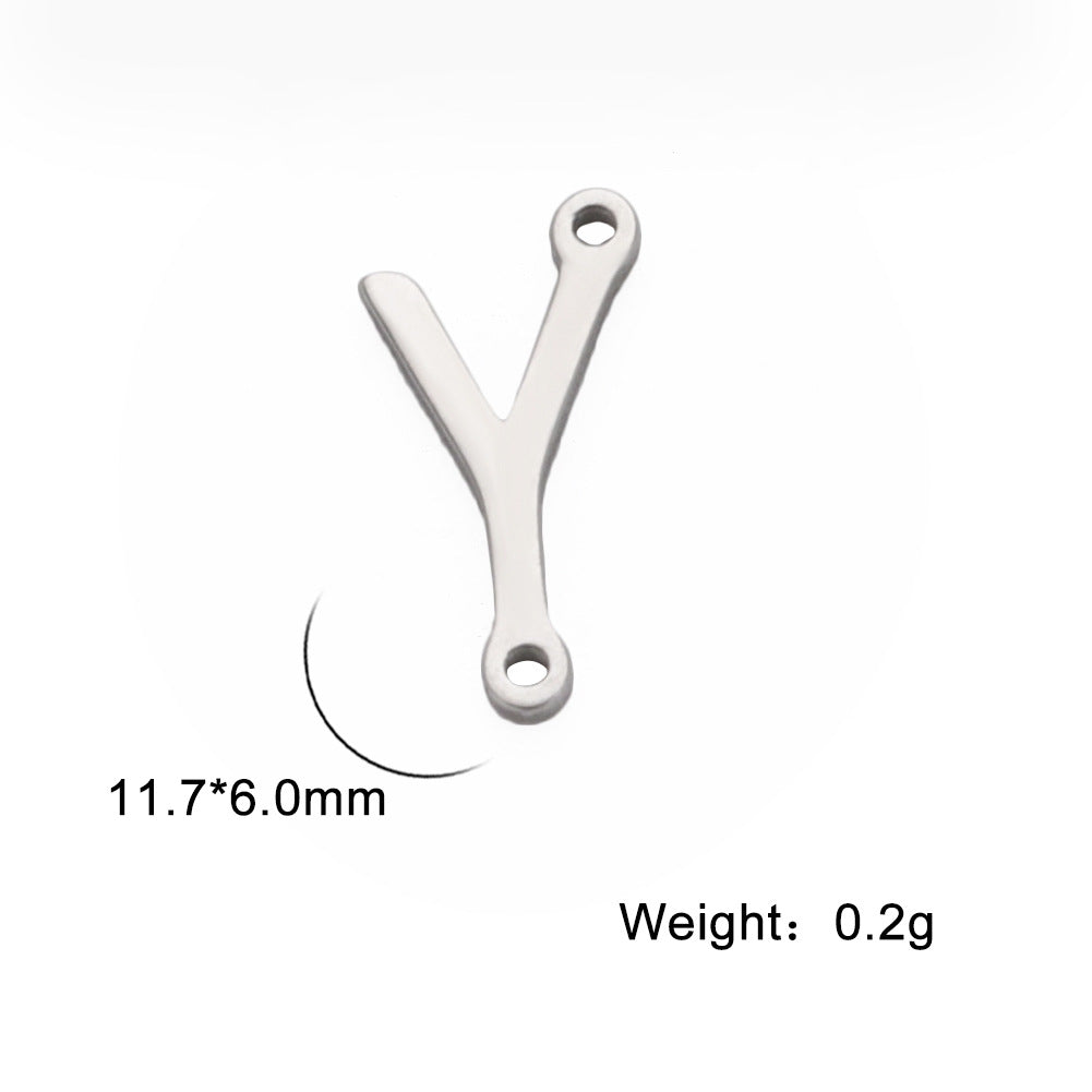 Wholesale 26 Alphabet Gold Up and Down Hole Stainless Steel Necklace