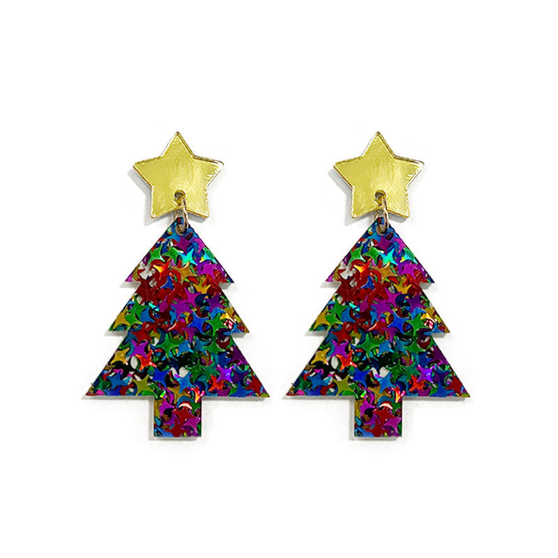 Wholesale Christmas Tree Glitter Mirror Acrylic Earrings