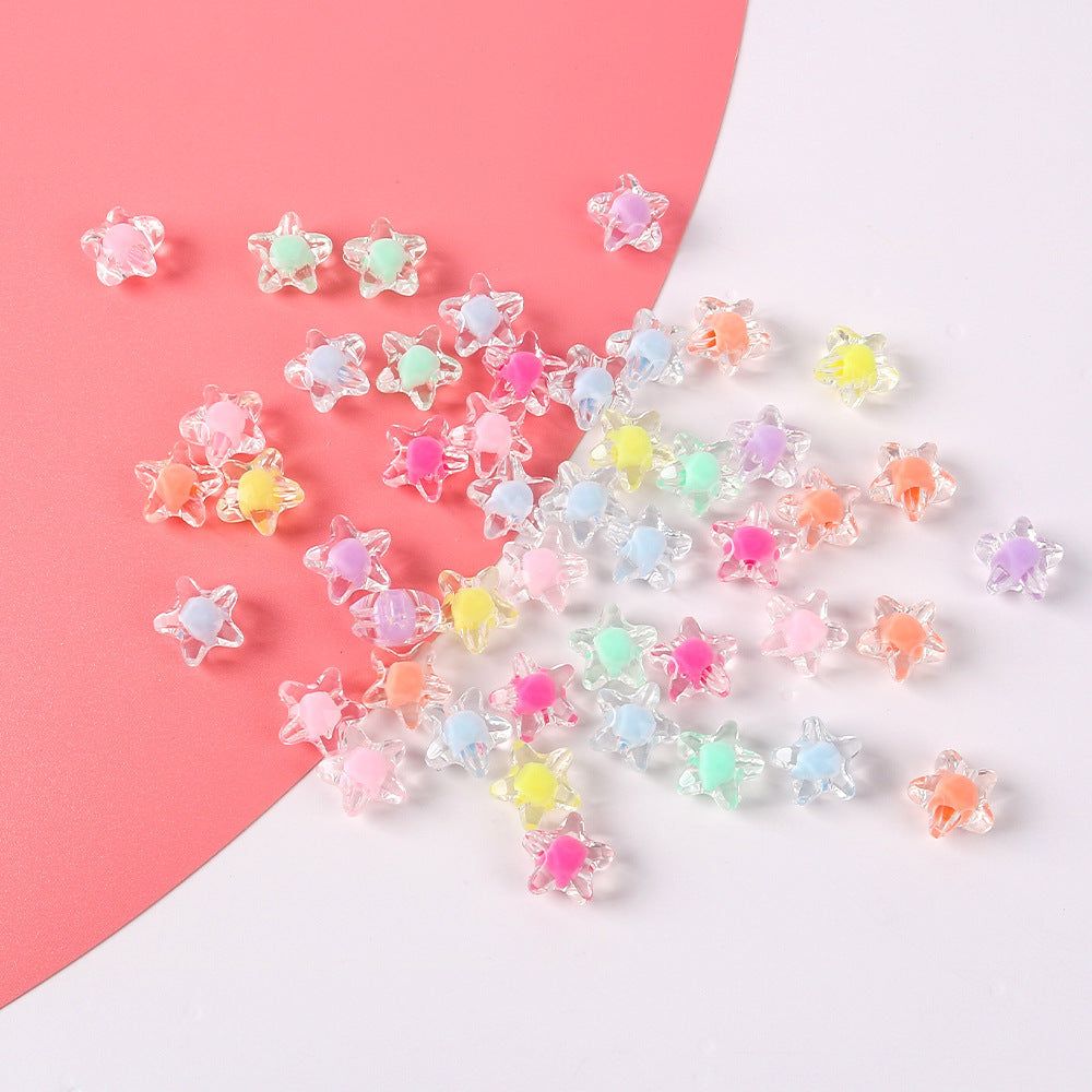 Wholesale 20pcs Transparent Colorfulful Five-Pointed Star Acrylic DIY Beads