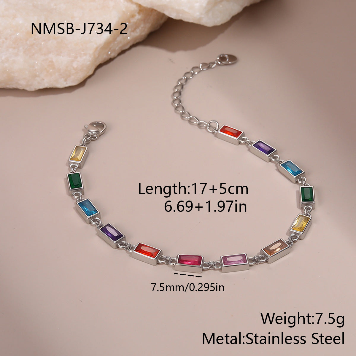 Wholesale Colorful Zircon Exquisite Stainless Steel Bracelet Light Luxury Jewelry