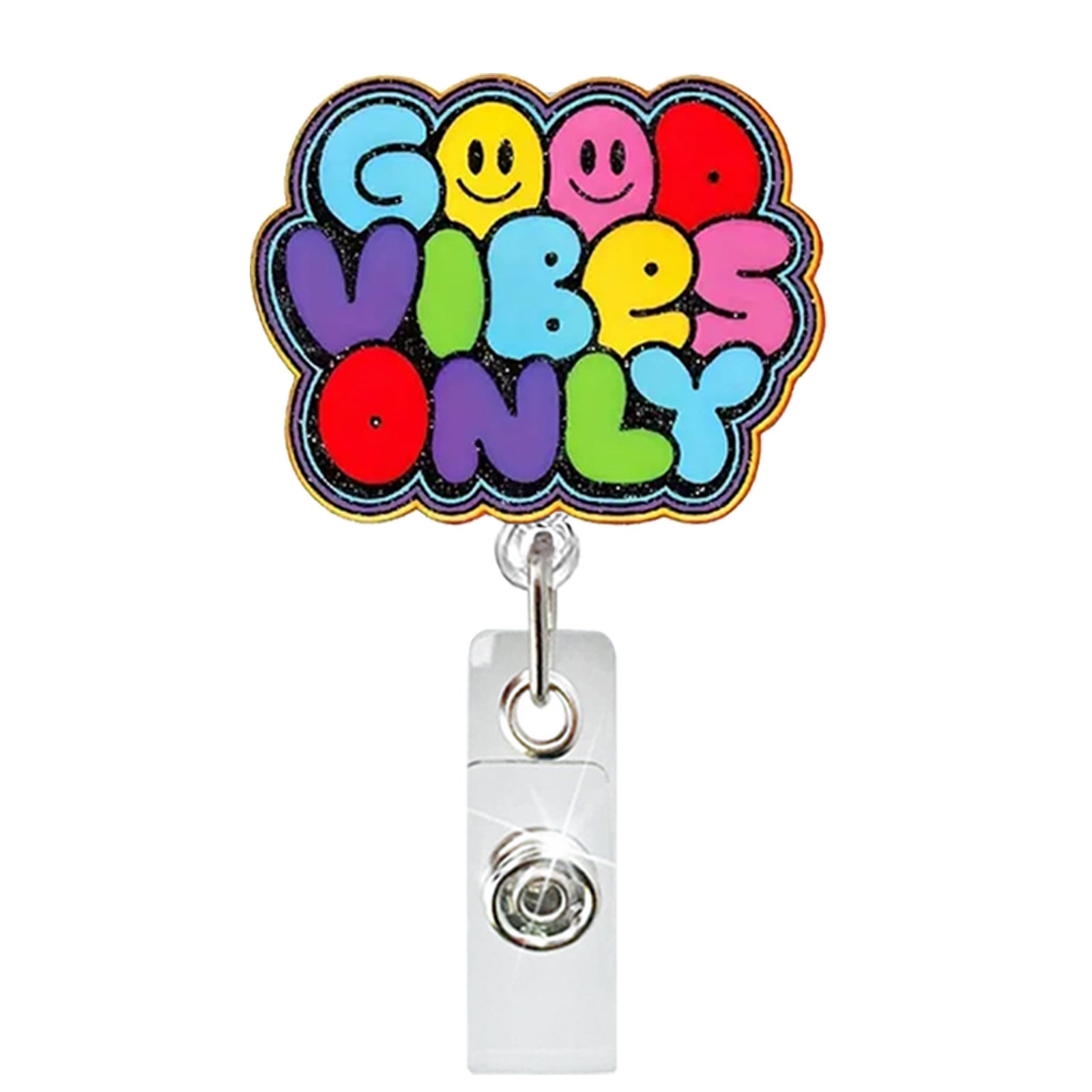 Wholesale Glitter acrylic retractable badge scroll easy pull buckle