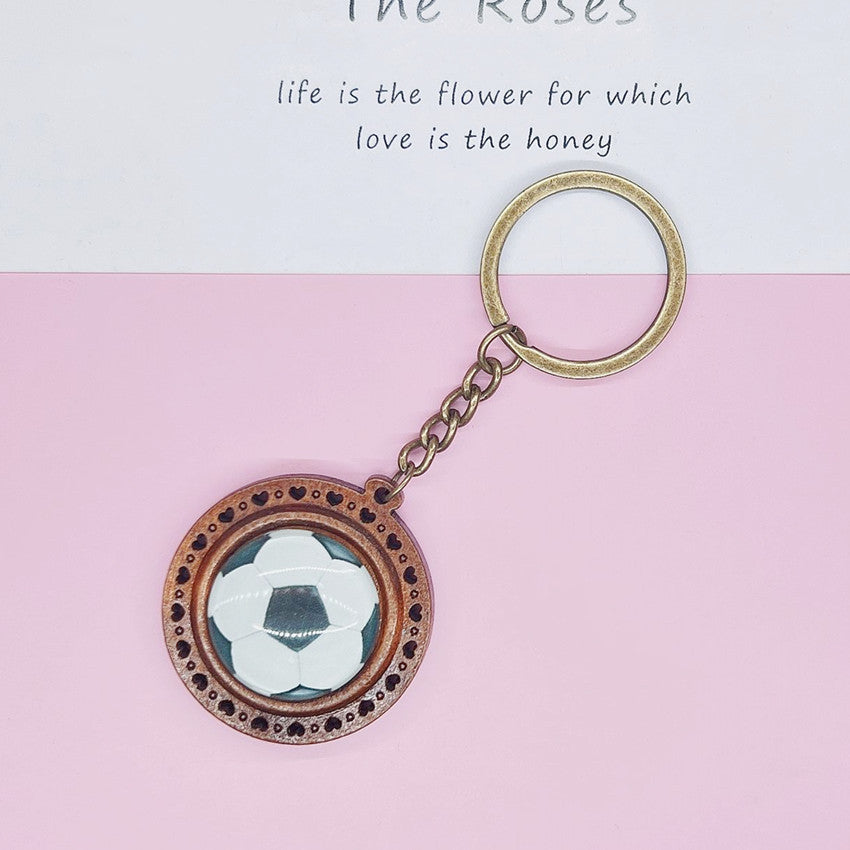 Llavero de béisbol de fútbol de madera al por mayor