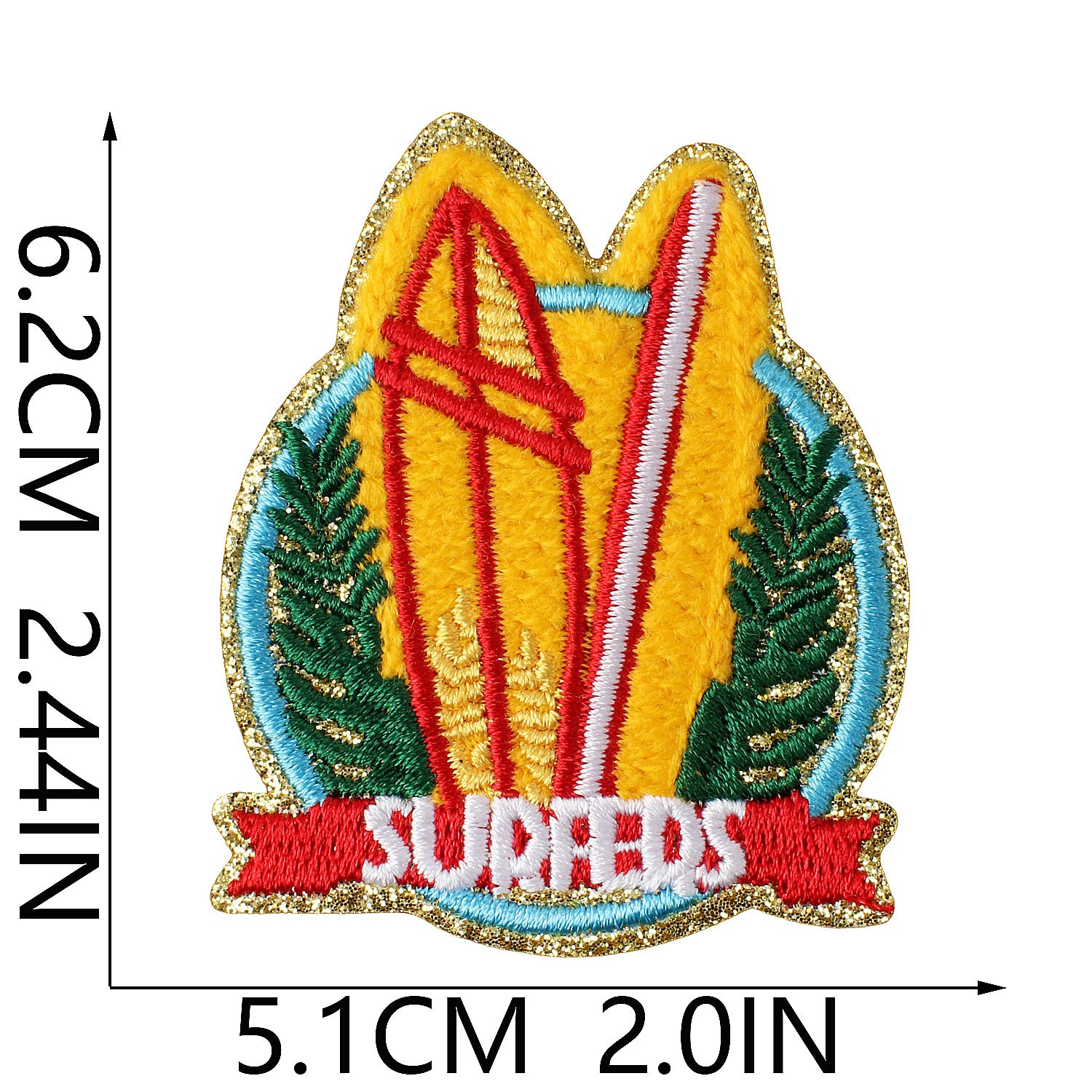 Wholesale Trendy Glitter Embroidered Iron On Patch Summer Beach Party Design For Swimwear Towels And Clothing