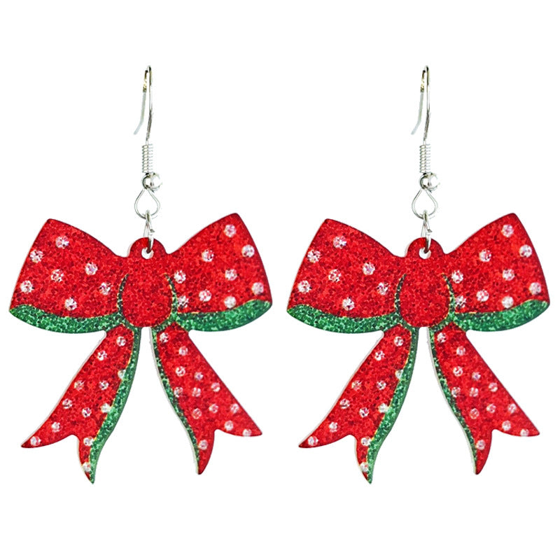 Wholesale 2pcs Source: Christmas Shiny Girls Party, Gingerbread People, Colored Lights, Snowflake Earrings