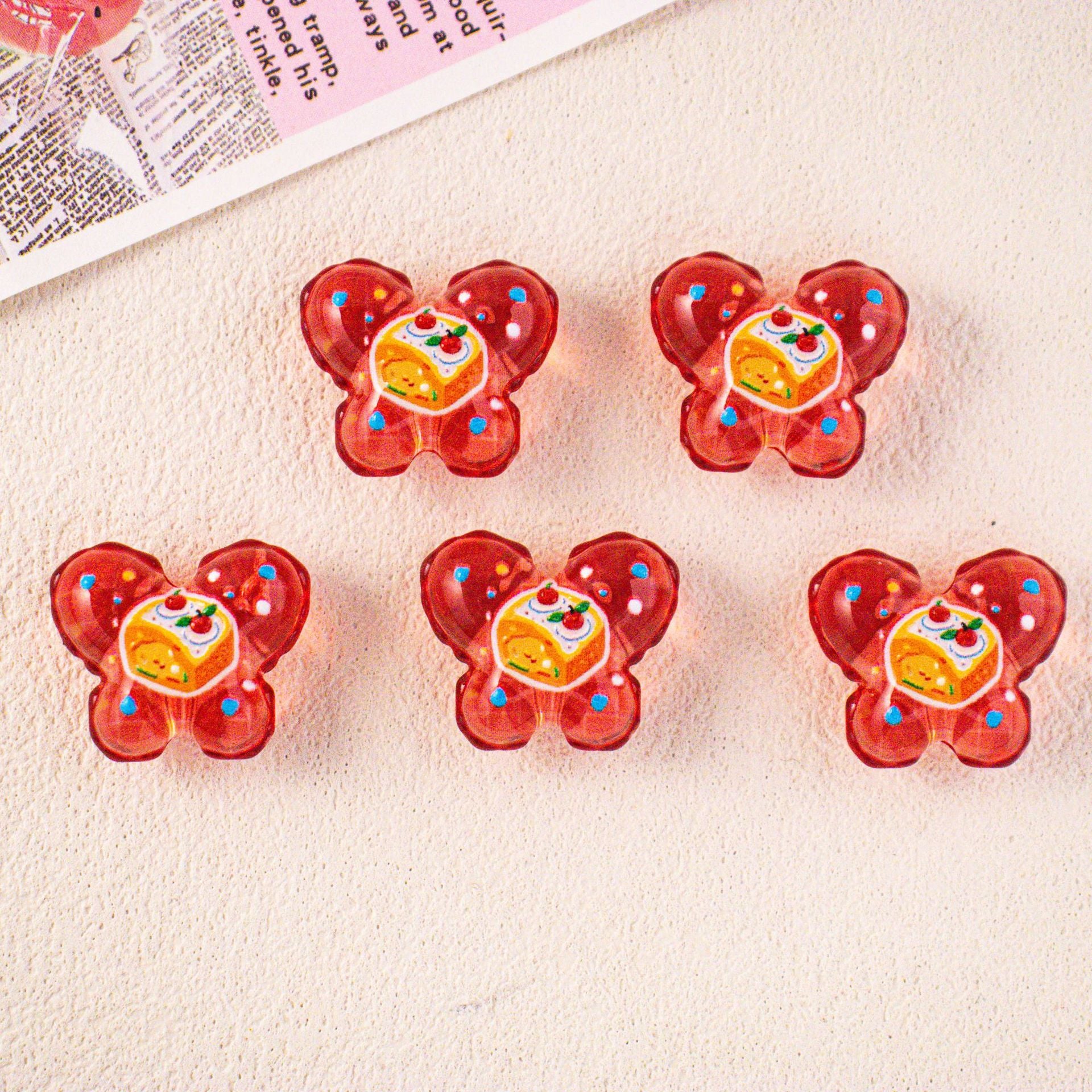 Wholesale 10pcs Cartoon hamburger cake acrylic beads,  semi-transparent beads,  DIY beadable pen accessories OLY Exclusive