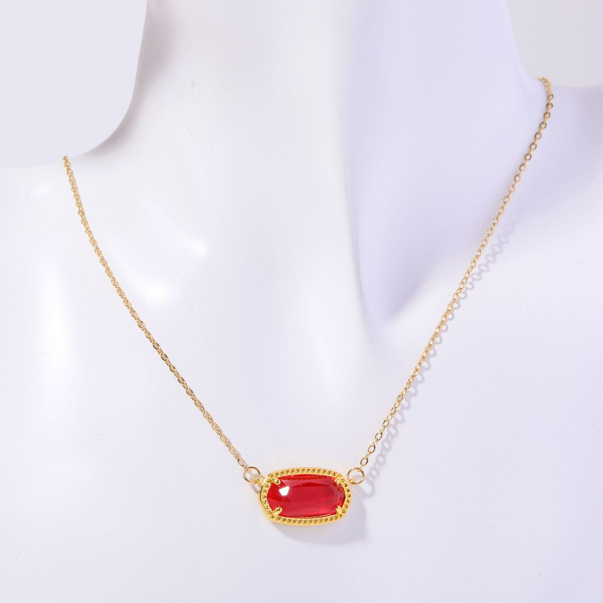 Wholesale January Birthstone Crystal Pendant Necklace Geometric Copper Chain Boutique Resale Jewelry Accessory