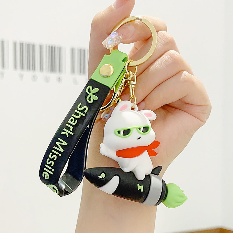 Wholesale PVC Holy Shark Missile Rabbit Keychain