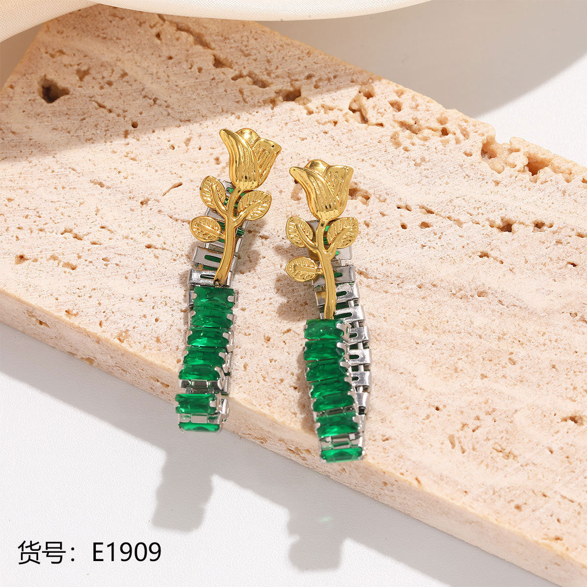 Wholesale Stainless Steel Zircon Tassel Earrings