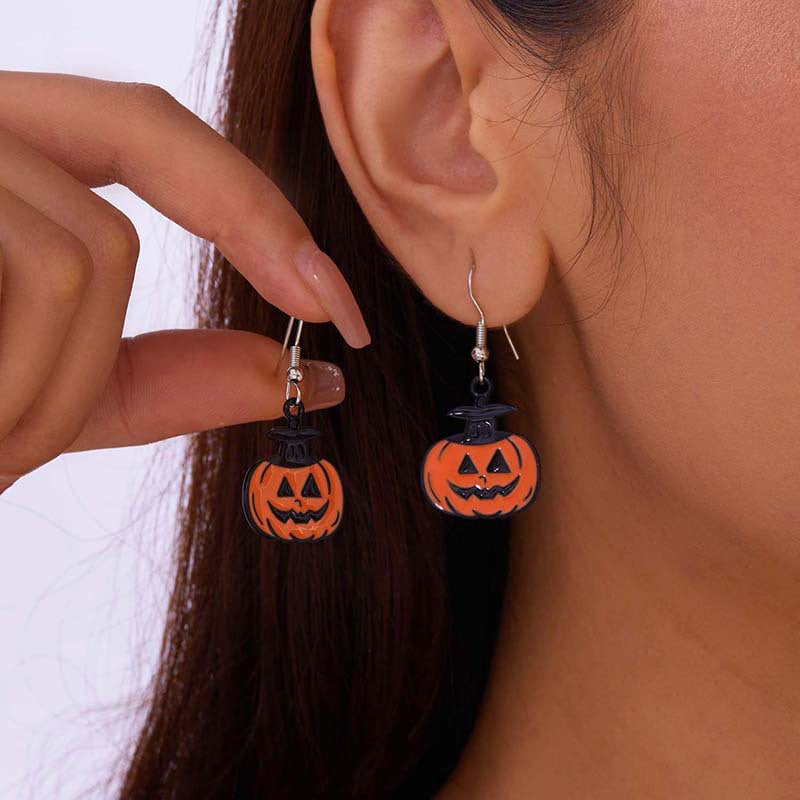 Wholesale Dark Style Halloween Pumpkin Skull Earrings