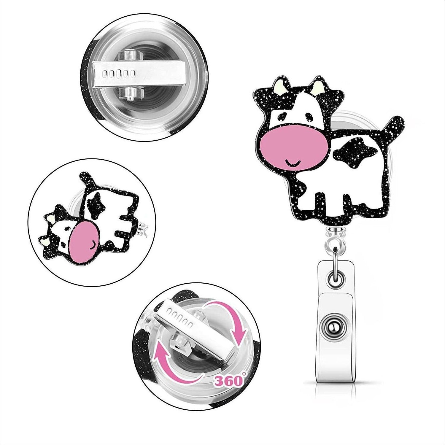Wholesale Cow Badge Scroll Retractable Keychain