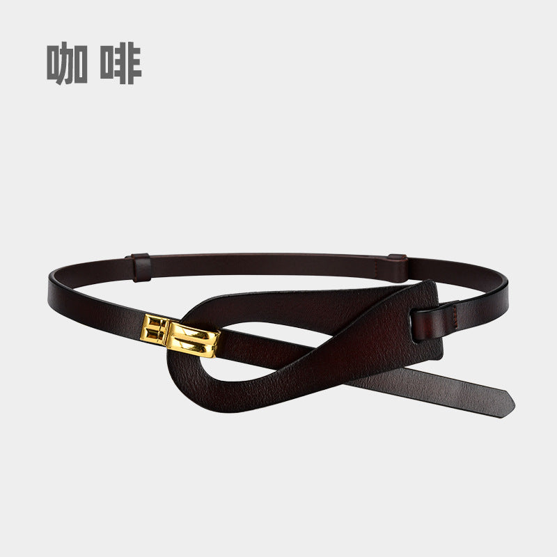 Wholesale Two-layer Cowhide Belt with No Holes for Adjustment and Outer Decoration