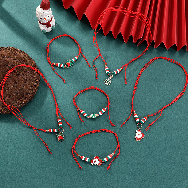 Wholesale  Drop Bell Necklace And Bracelet Set Alloy Water Wave Chain Woven Christmas Jewelry Women S Holiday Party Accessory