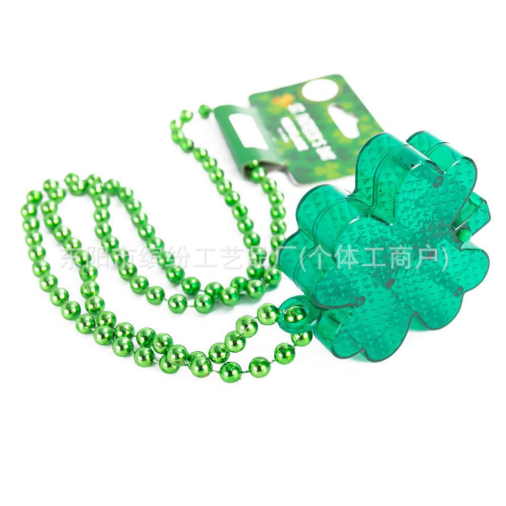 Wholesale St.  Patrick' s Day LED light clover luminous necklace