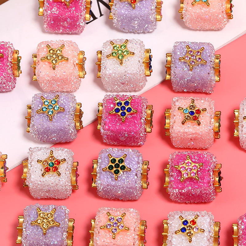 Wholesale 5pcs Diy Heavy-duty Soft Sugar Rhinestone Five-pointed Star Square Beads