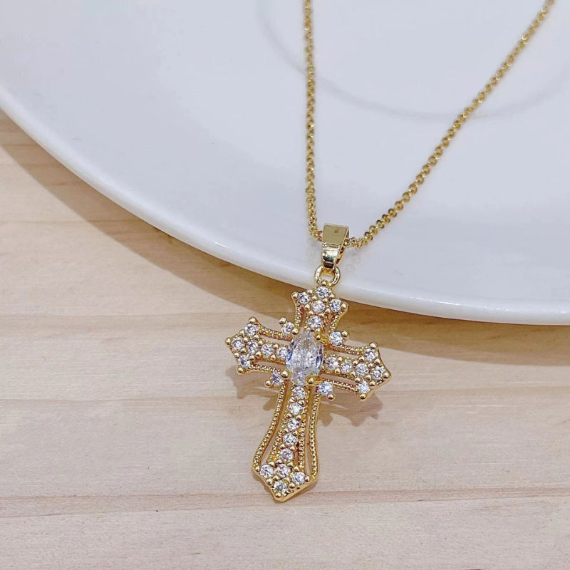 Wholesale Vintage Cross Pendant Necklace Distinctive  Simple Commemorative Gift