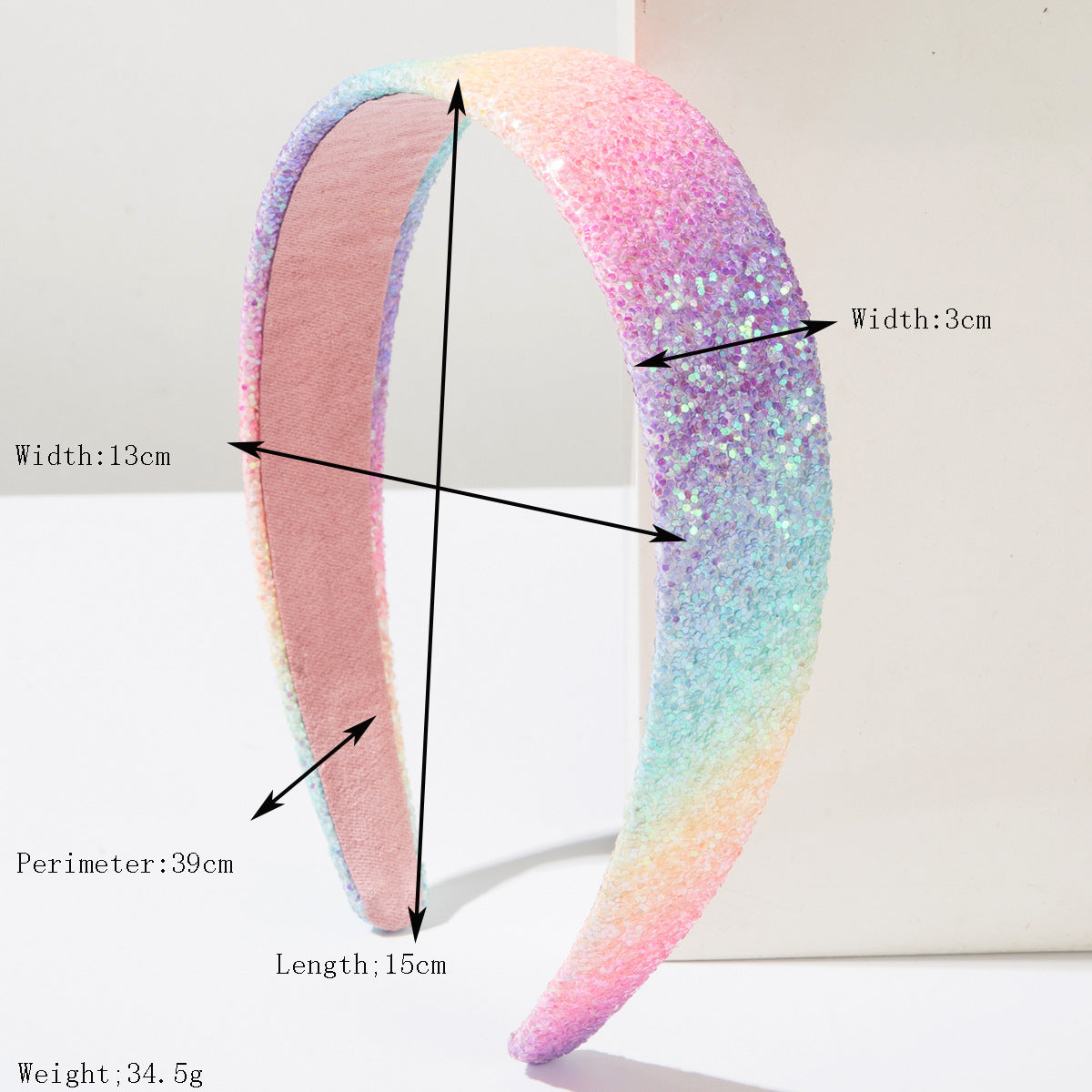 Wholesale New Elegant Simple Rainbow Sequins Hair Hoop Women's High-end Fashion Gradient All-match Super Flash Headband Hair Accessories