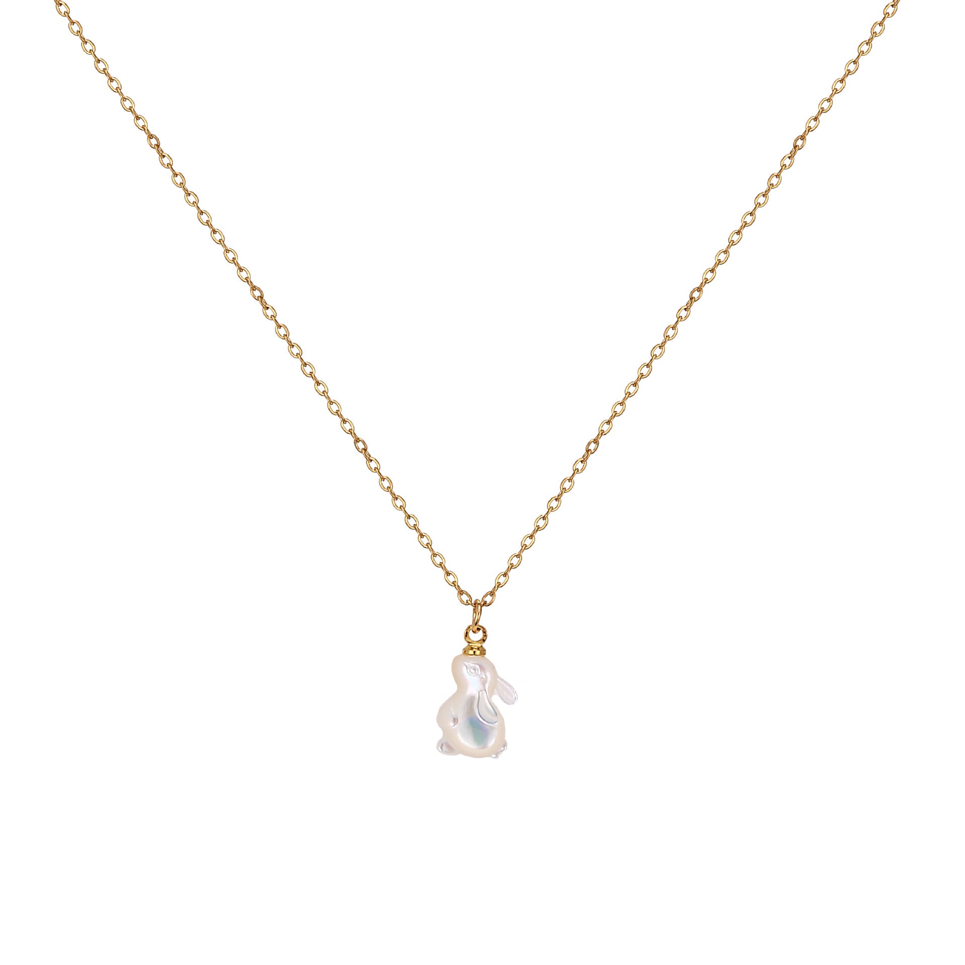 Wholesale Titanium steel rabbit white  Easter necklace