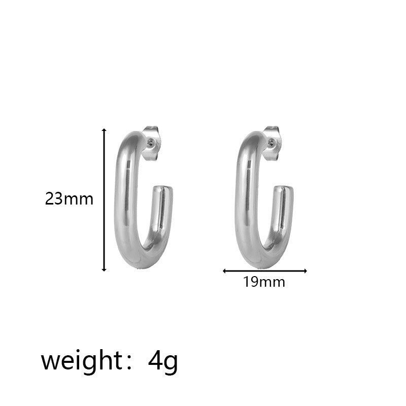 Wholesale C-Shaped Hollow Hook Exaggerated Stainless Steel Earrings