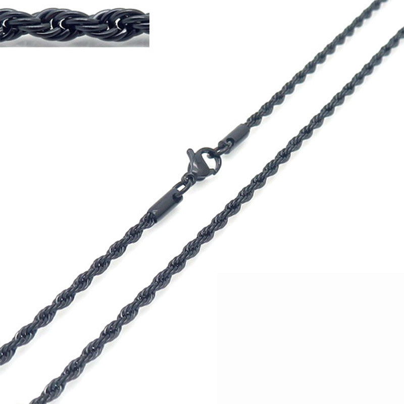 Wholesale Personality Hip-hop Fashion Button Rope Plain Chain Titanium Steel Multi-color Multi-size Necklaces