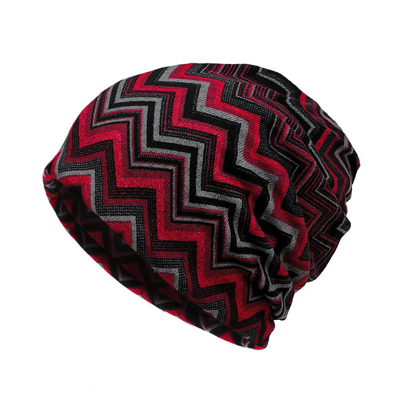 Wholesale Ethnic Style Polyester Wavy Pattern Hats Retro Neck Wrap Cap