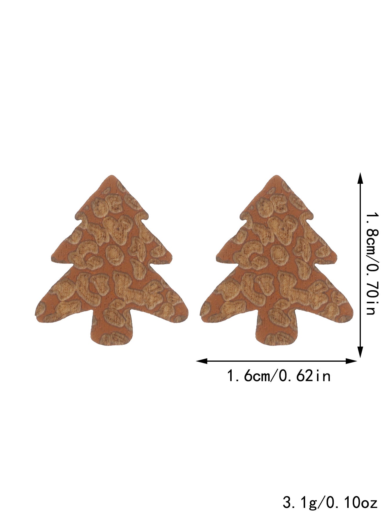 Wholesale Christmas Carved Leopard Pattern Christmas Tree Wooden Earrings