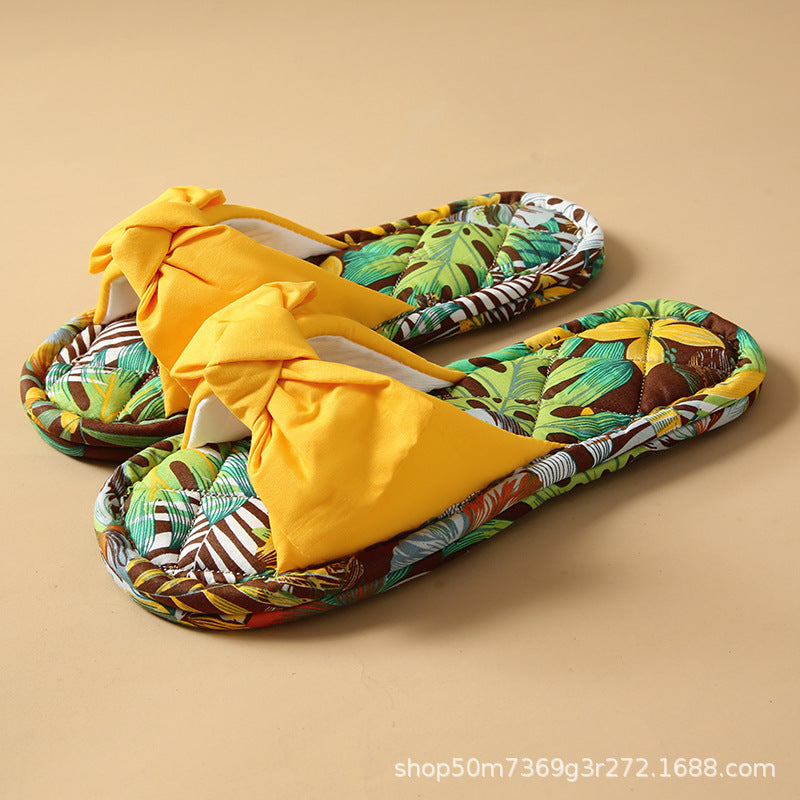 Wholesale Fabric Bowknot Indoor Non-slip Slippers