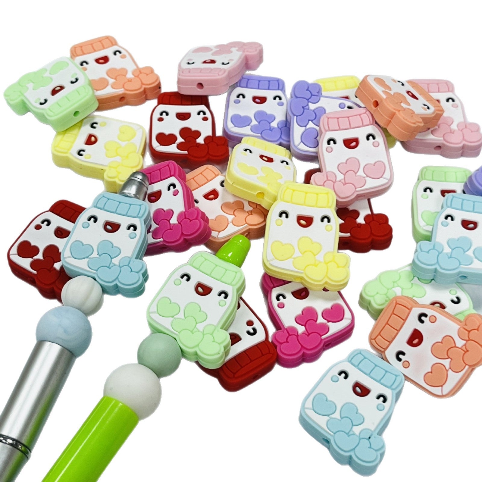 Wholesale 10pcs Cartoon Food Grade Silicone Baby Teething Beads DIY Jewelry Bead Accessories