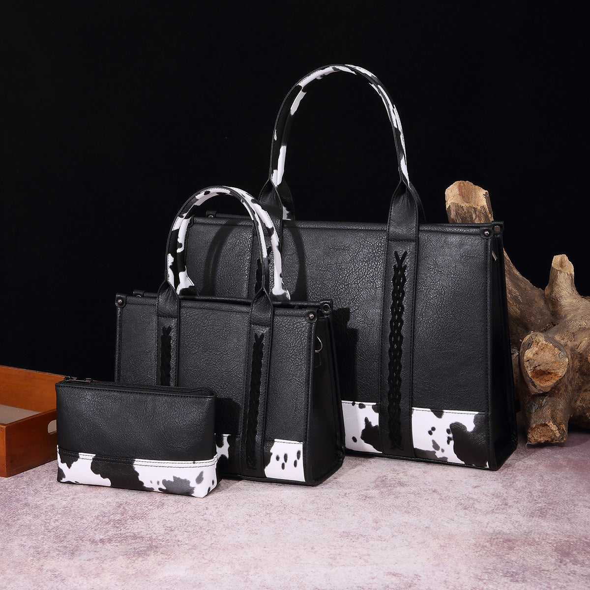 Wholesale Retro Cow Pattern Western Style One Shoulder Bohemian Handheld Crossbody Bag for Women