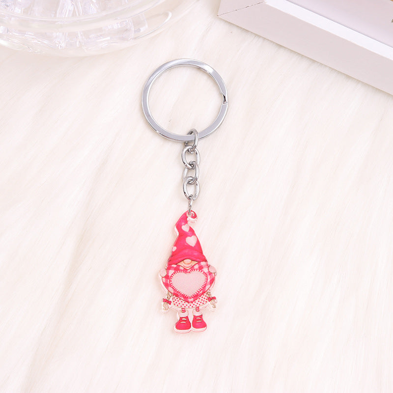 Wholesale Valentine's Day Love Dwarf Flamingo Rainbow Acrylic Keychain
